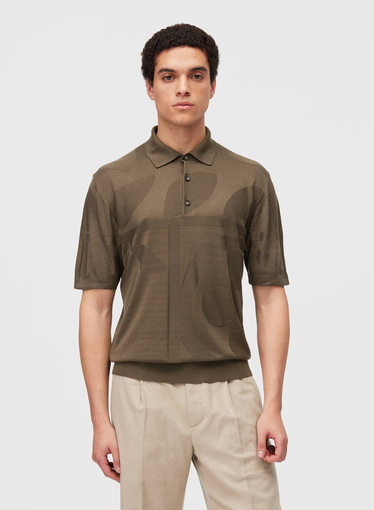 MILITARY GREEN BOTANICAL POLO