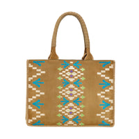 Cabas Archi brodé en cuir - Olive