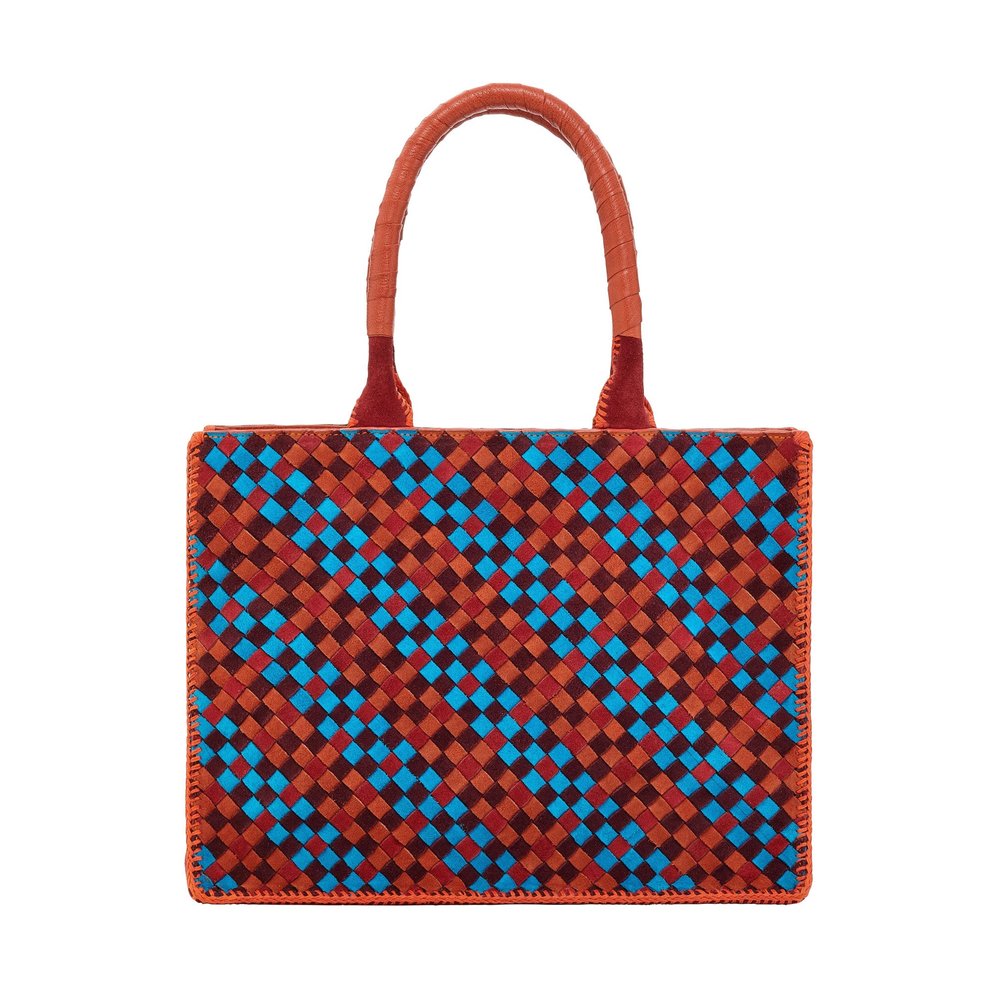 Cabas Archi tressé en cuir - Tricolore