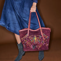 India bag in embroidered suede - Purple