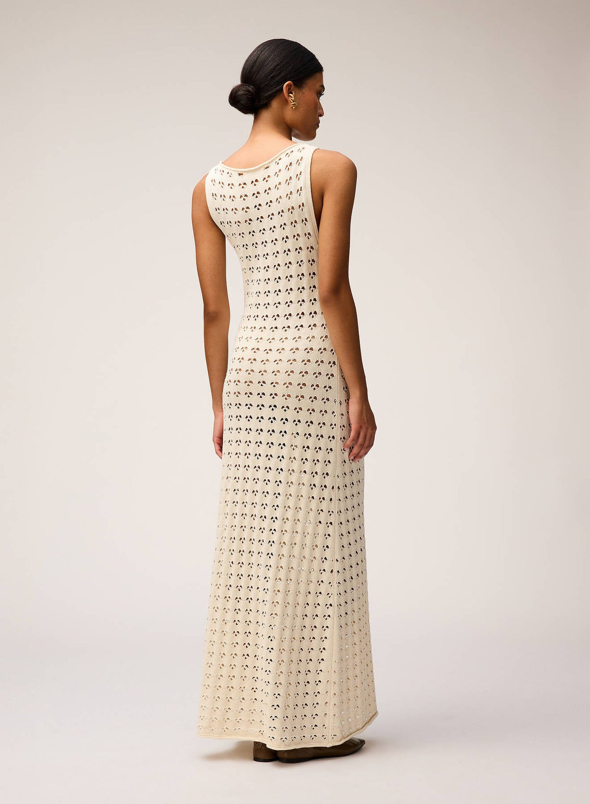 BUTTER COTTON AND SILK OPENWORK KNIT DRESS