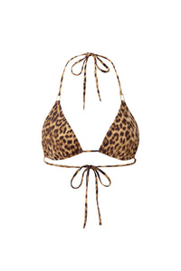 Cancun Printed Triangle Bikini Top - Cheetah