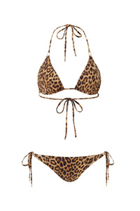 Cancun Printed Triangle Bikini Top - Cheetah