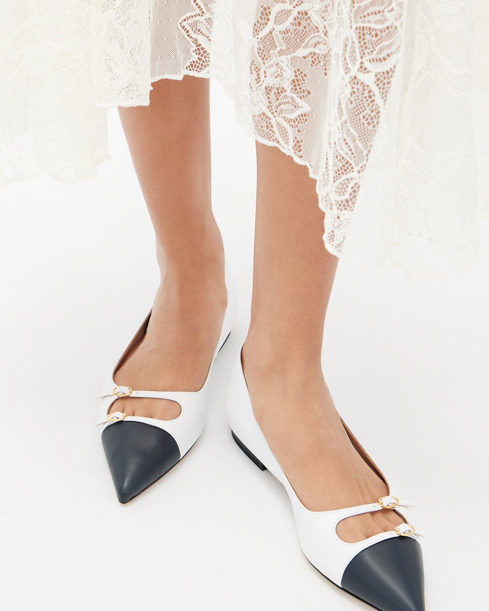 Ballerines Caroline en cuir - White Navy