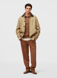 SAND AND CHOCOLATE FIELD JACKET WITH LEATHER DETAILS (NR)