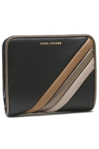 Portefeuille Compact à zip en cuir - Black