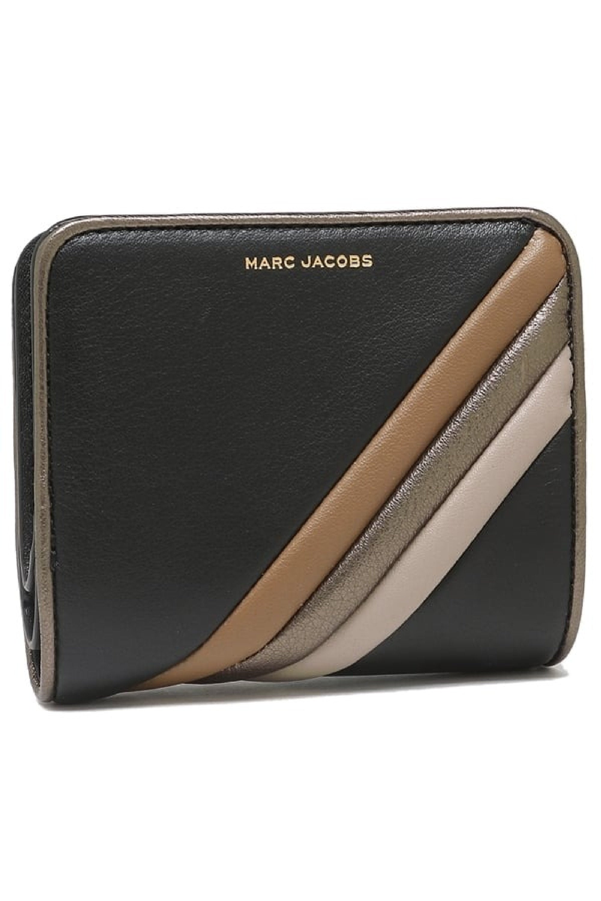 Portefeuille Compact à zip en cuir - Black