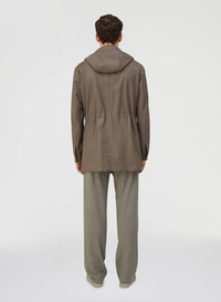 BEIGE WATER REPELLENT EMBROIDERED NATURAL FIBER PARKA