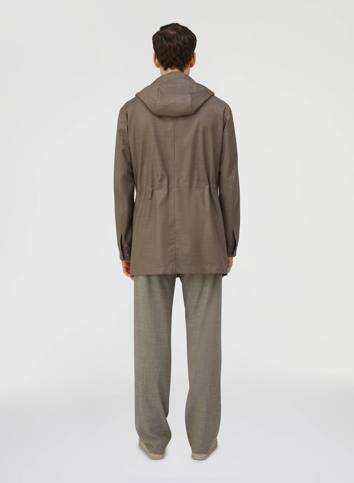 BEIGE WATER REPELLENT EMBROIDERED NATURAL FIBER PARKA