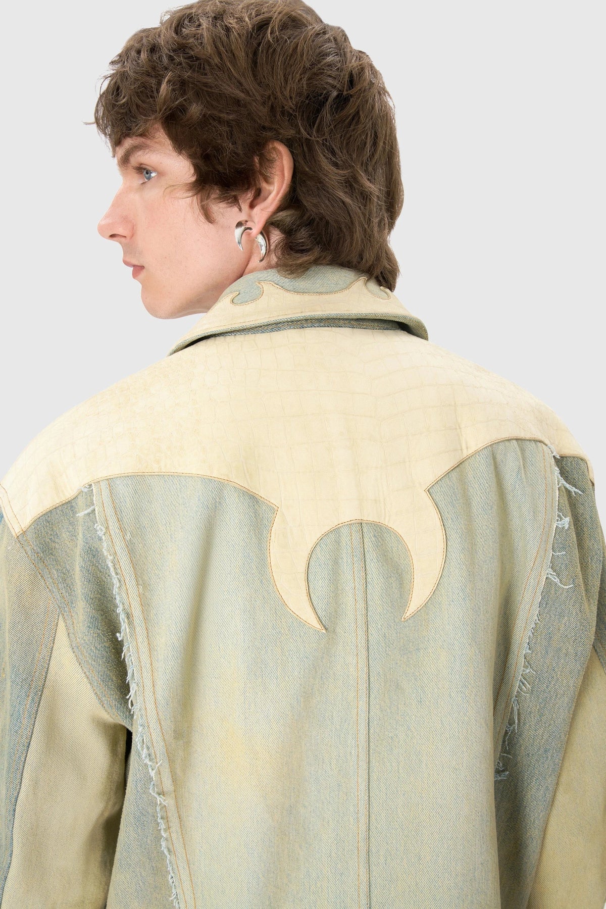 Regenerated Denim Trucker Jacket - Beige