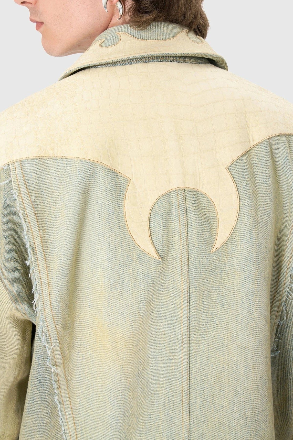 Regenerated Denim Trucker Jacket - Beige
