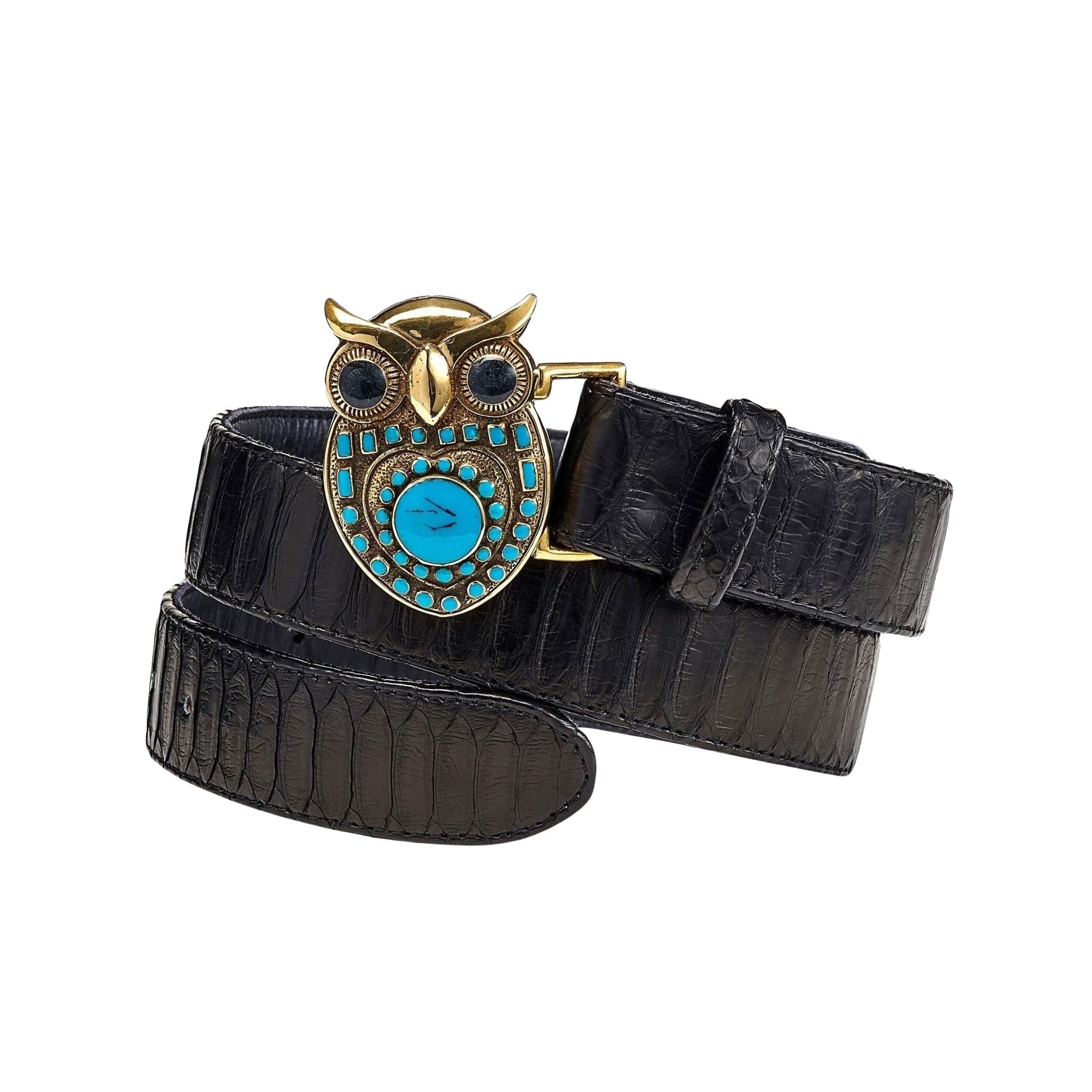 ZZ HORS LIGNE Ceinture boucle Owl en python - Noir & Or
