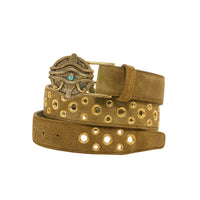 Ceinture Oeil d'Oudjat en cuir de veau - Olive