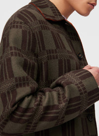 CLAY AND MILITARY GREEN DOUBLE JACQUARD REVERSIBLE OVERSHIRT