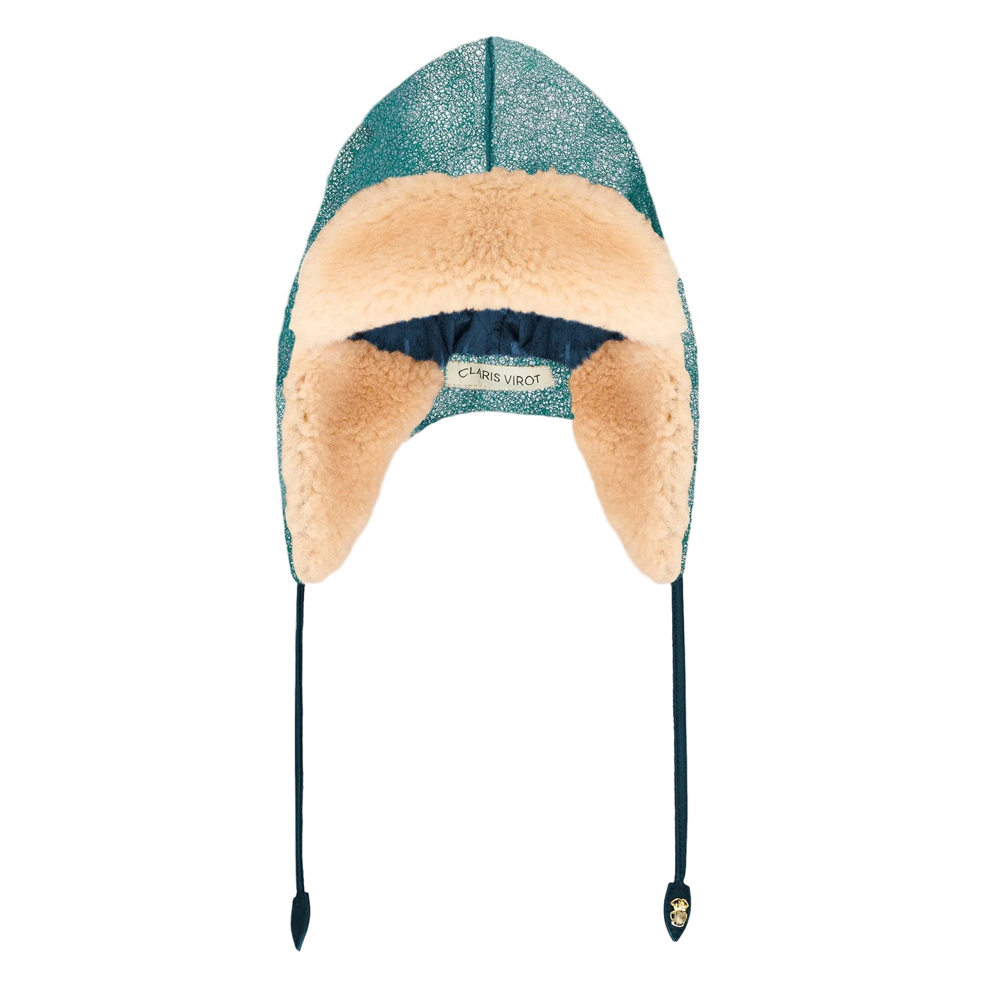 Chapka en peau lainée - Bleu Glacier