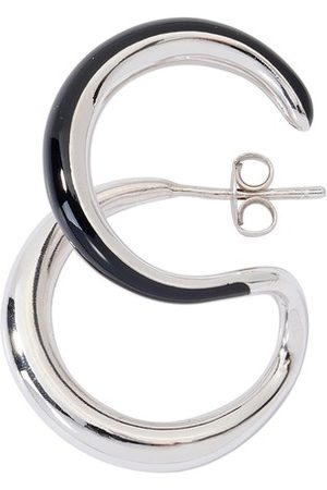 Mono boucle d'oreilles Curl Laquée en argent & émail - Noir