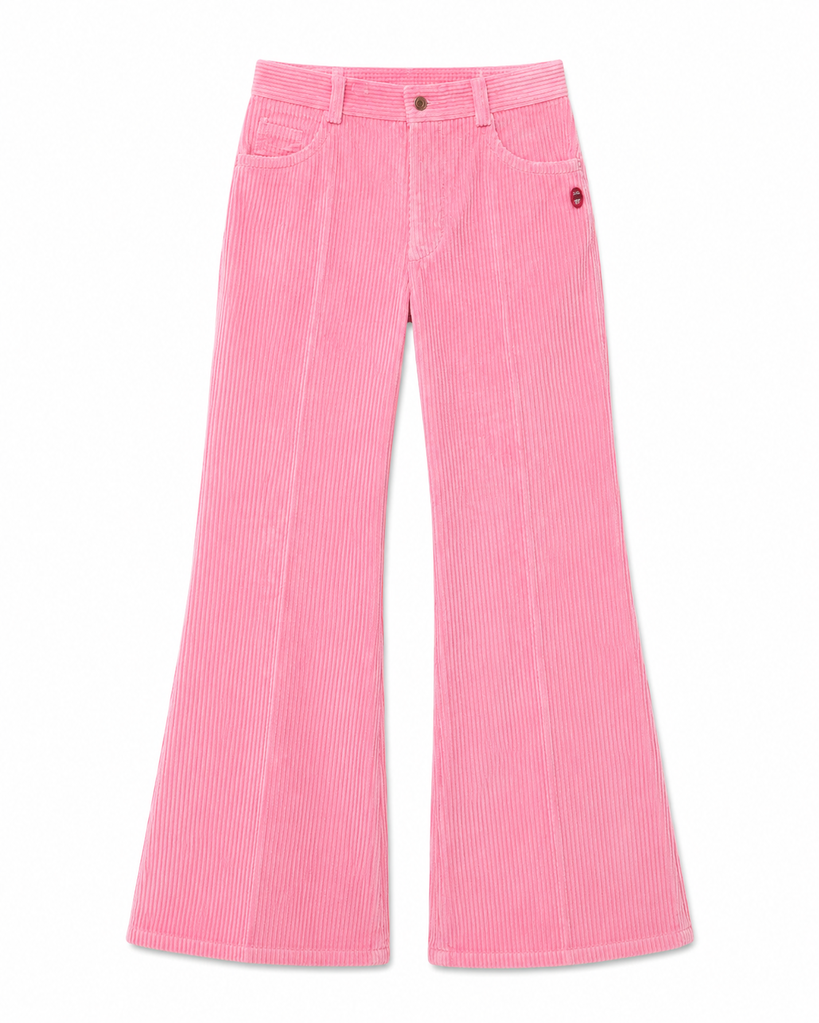 Pantalon évasé et côtelé - Pink