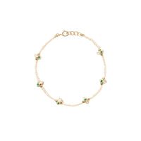 Bracelet Chelsea N°1 en or jaune et argent sertie de diamant - Émeraude & Perle