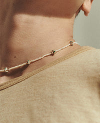 Collier Chelsea N°1 en or jaune et argent sertie de diamant - Émeraude & Perle