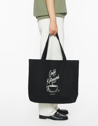 Kitsuné printed Coffee Cup tote bag - Black