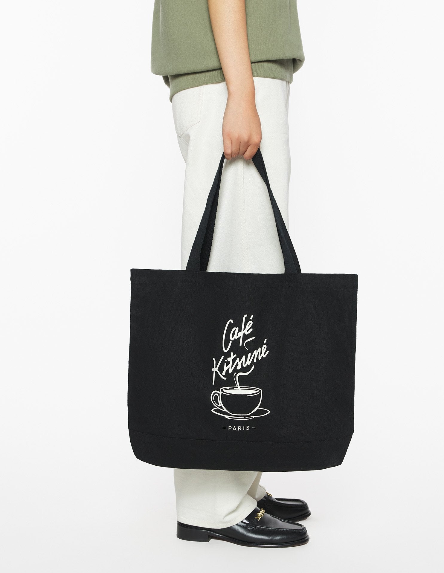 Kitsuné printed Coffee Cup tote bag - Black