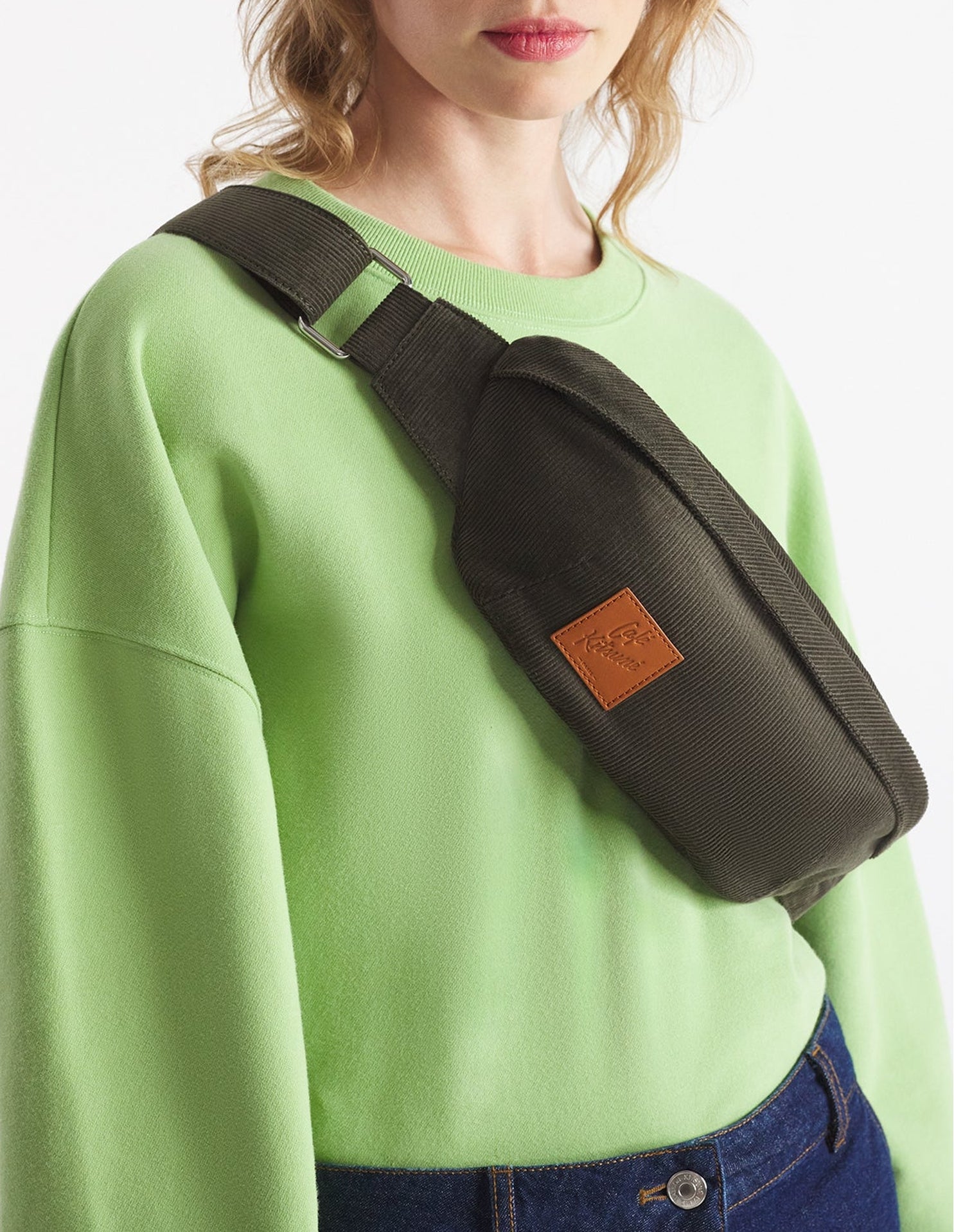 Café Kitsuné corduroy fanny pack - Sencha Green