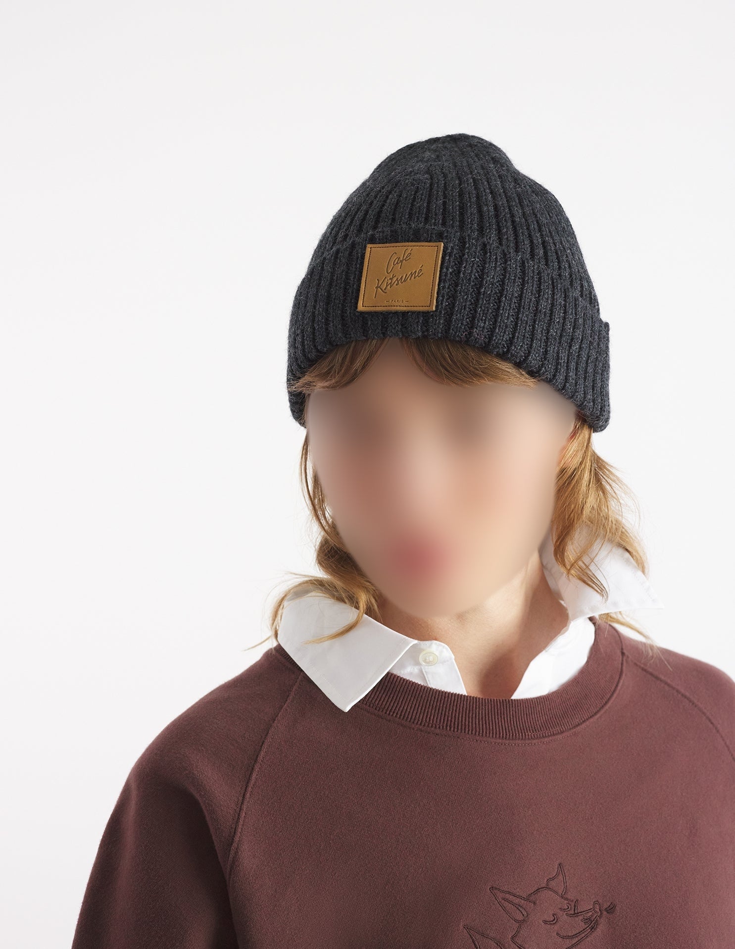 Bonnet Café Kitsuné en laine - Anthracite