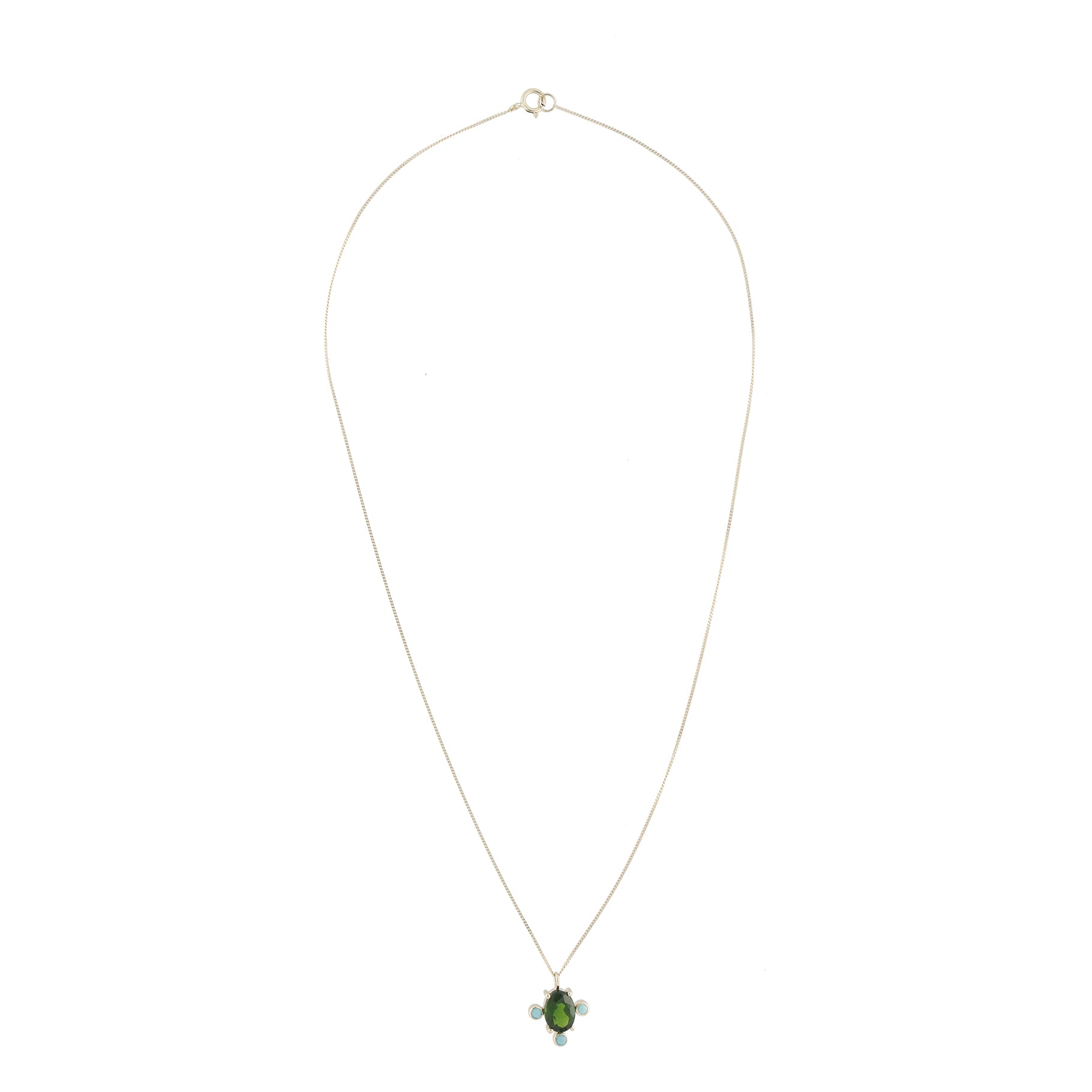 Collier en or jaune - Diopside & Turquoise