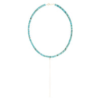 Yellow gold necklace set with diamonds - Diamond & Turquoise