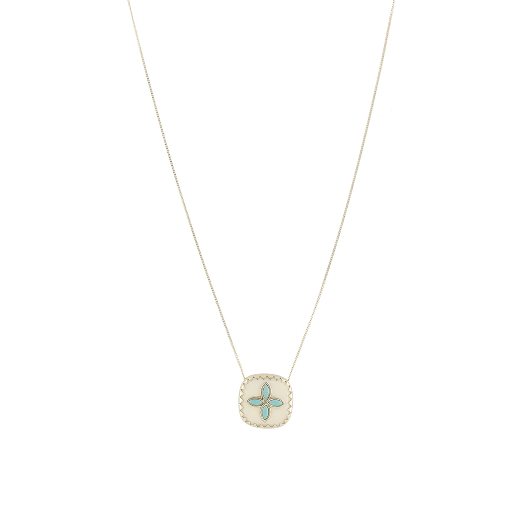 Collier en or jaune - Turquoise & Résine