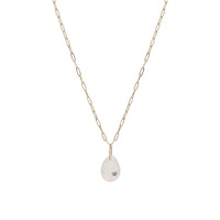 Collier en or jaune - Pierre de lune & Turquoise