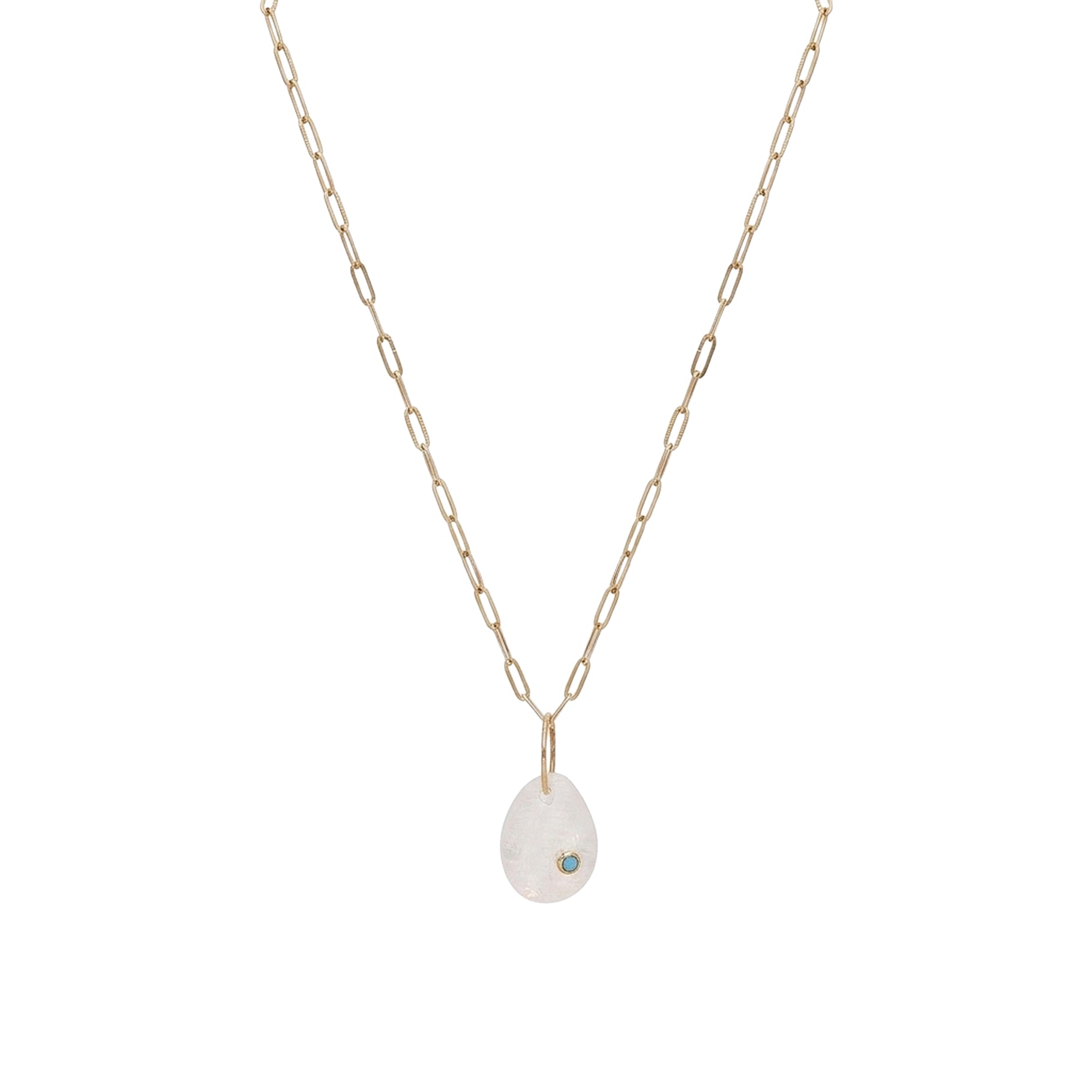 Collier en or jaune - Pierre de lune & Turquoise
