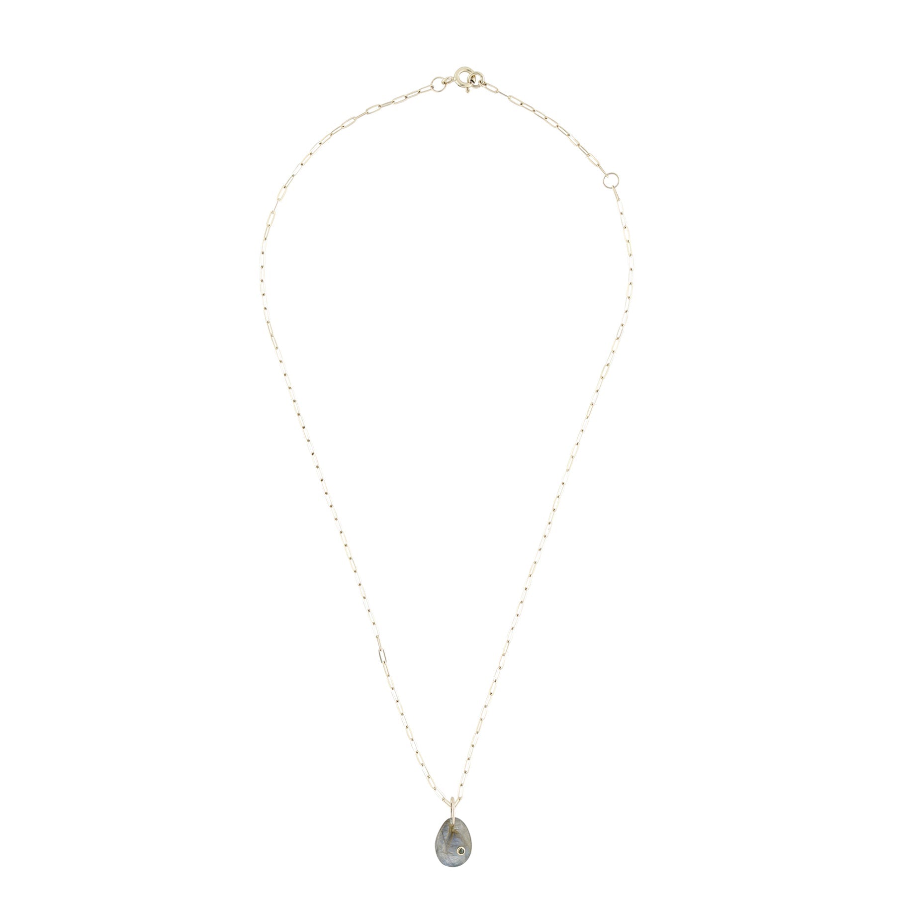 Collier en or jaune - Labradorite & Émeraude