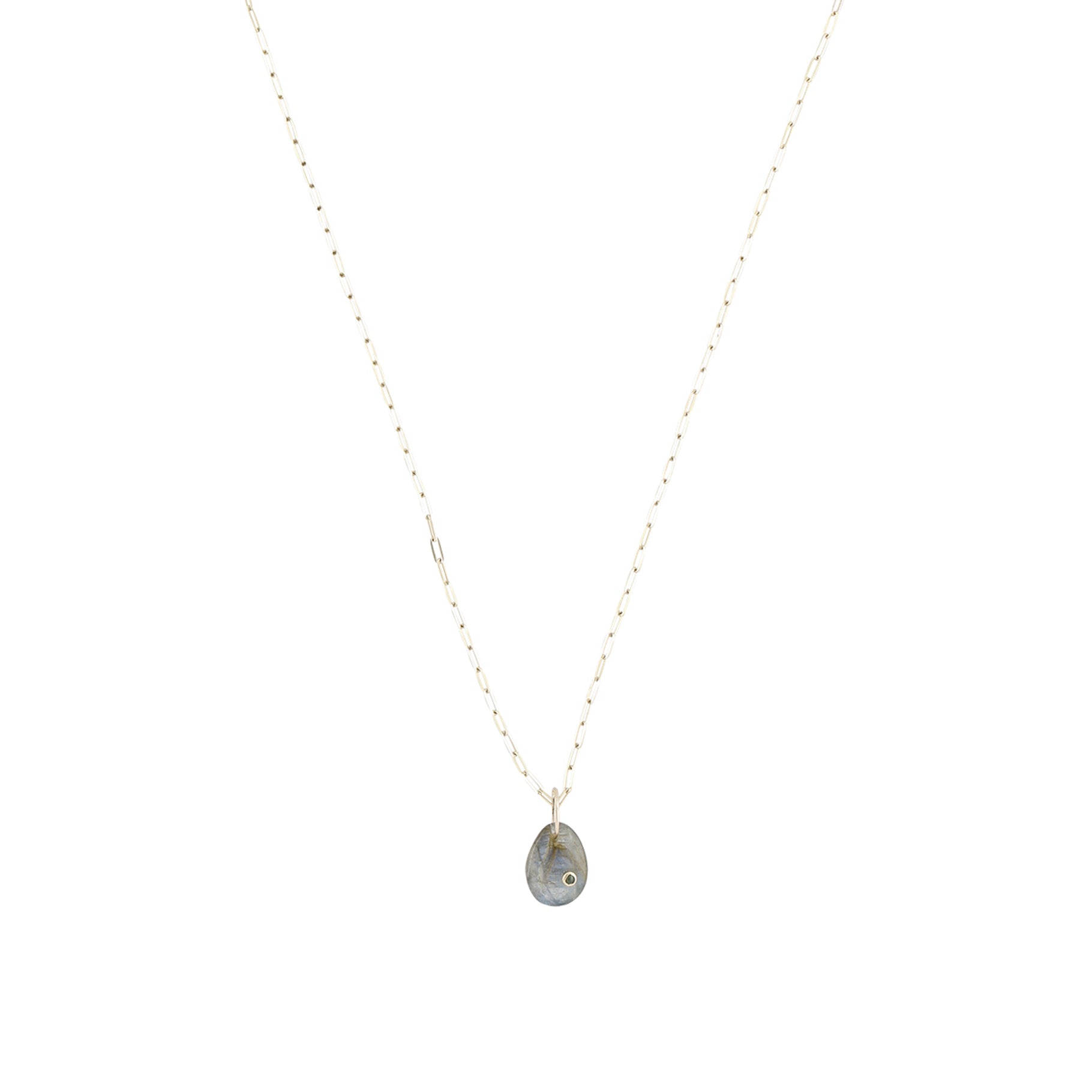 Collier en or jaune - Labradorite & Émeraude