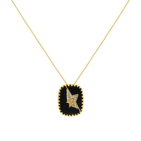 Collier en or jaune - Onyx noir & Turquoise