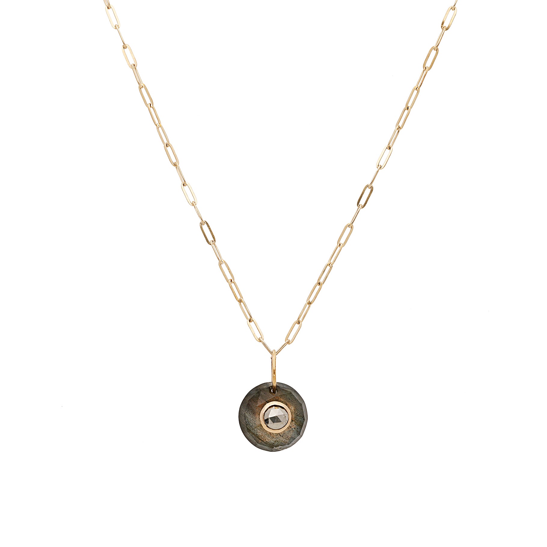 Yellow gold necklace - Labradorite & Pyrite