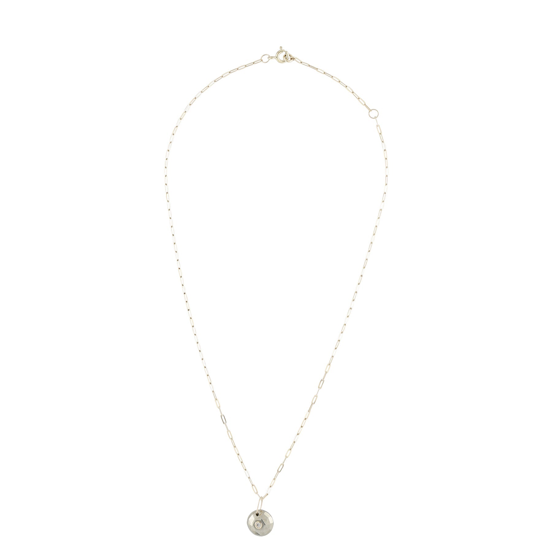 Yellow gold necklace set with diamonds - Diamond & Pyrite