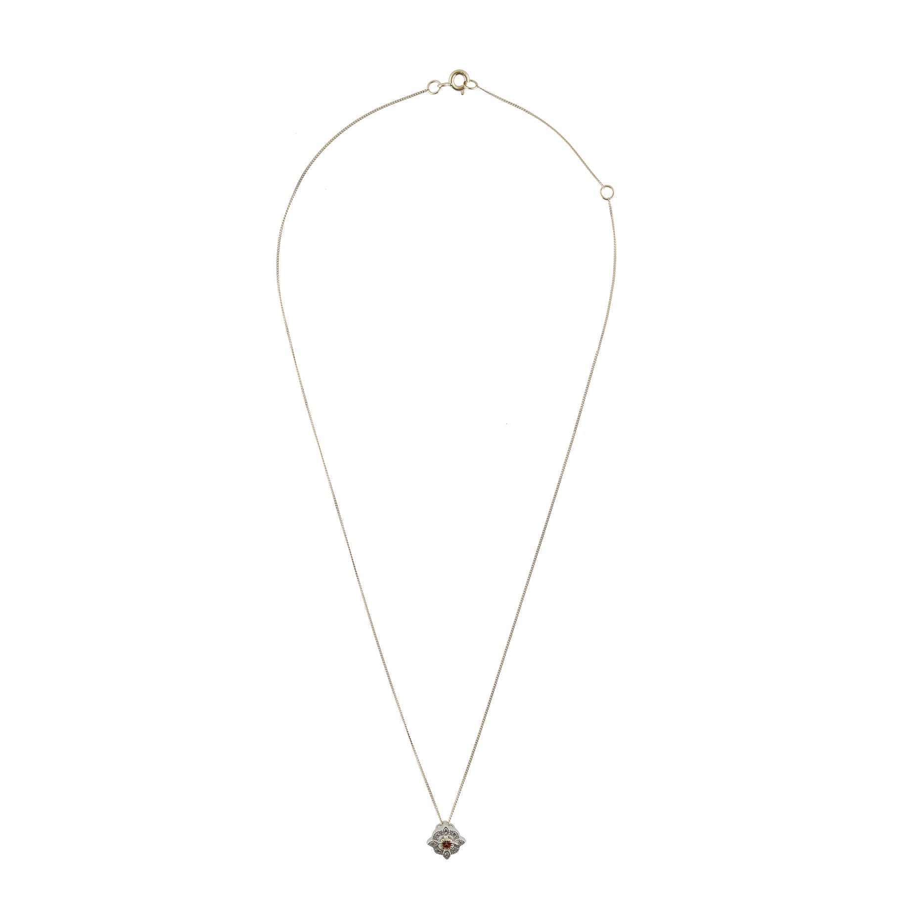 Collier en or jaune et argent sertie de diamant - Diamant & Grenat