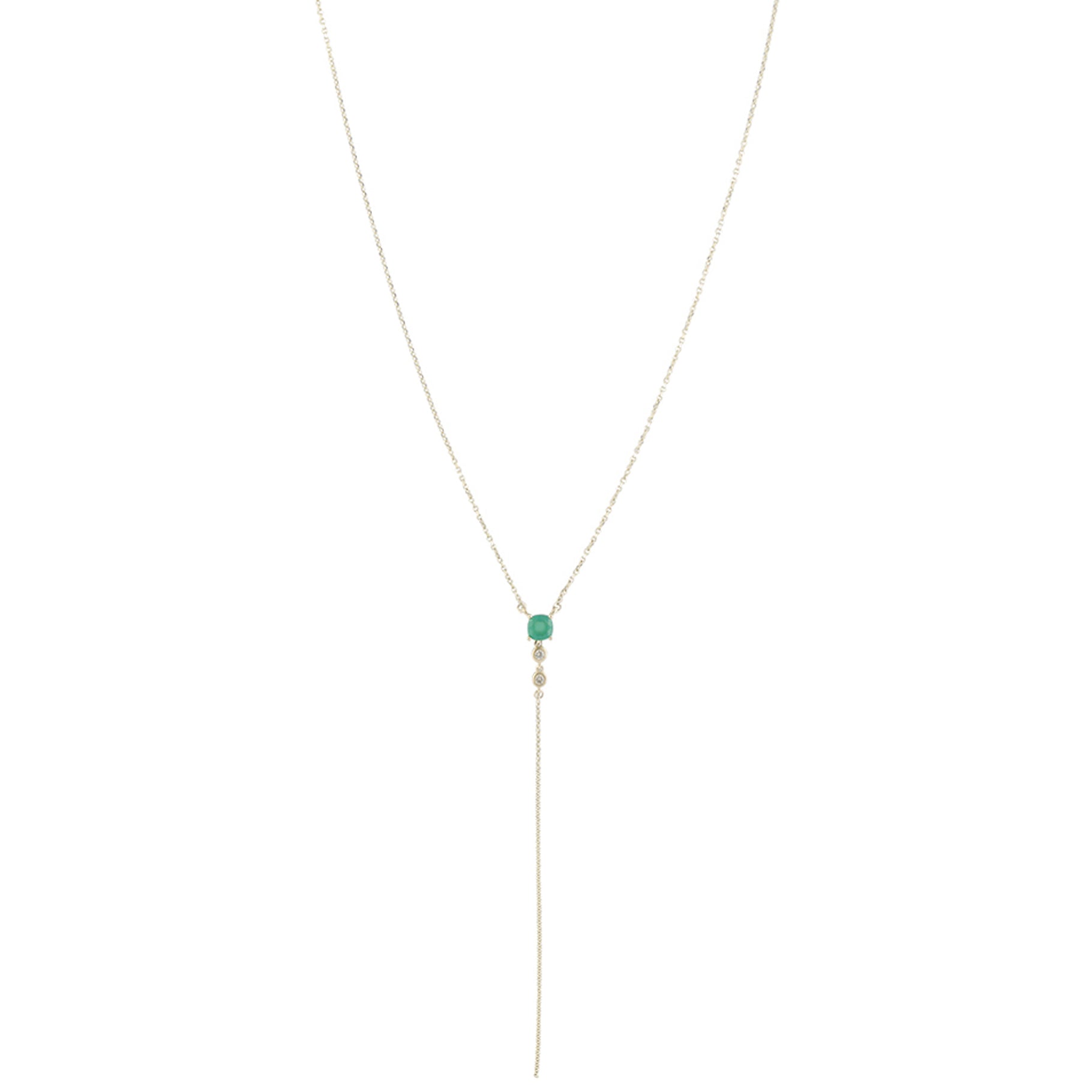 Collier en or jaune avec diamant - Diamant & Onyx vert