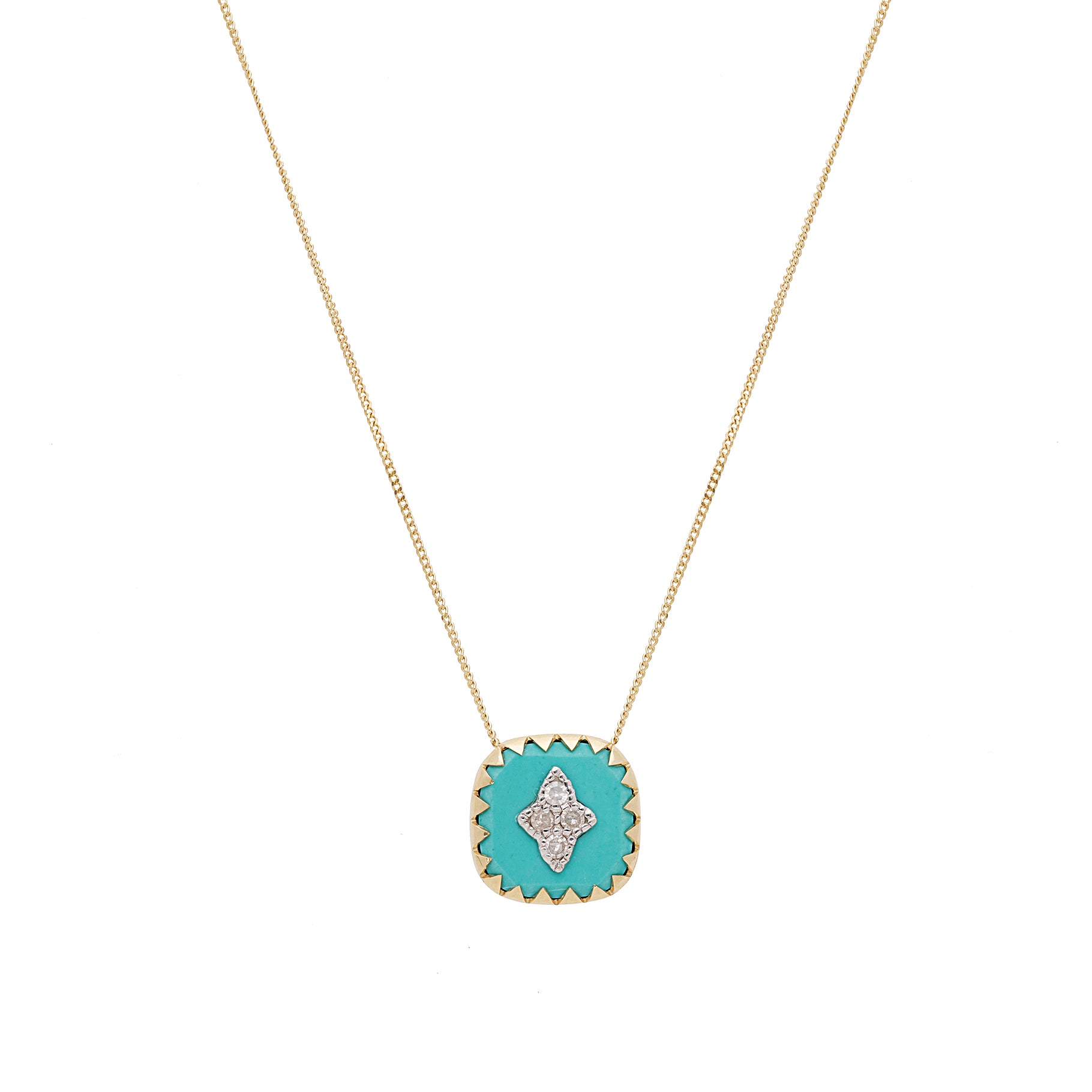 Yellow gold necklace set with diamonds - Diamant & Résine
