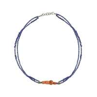 Silver necklace - Lazuli & Coral