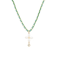Yellow gold necklace set with diamonds - Diamant & Perle