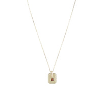 Collier octogonale en or jaune - Quartz miel & Grenat