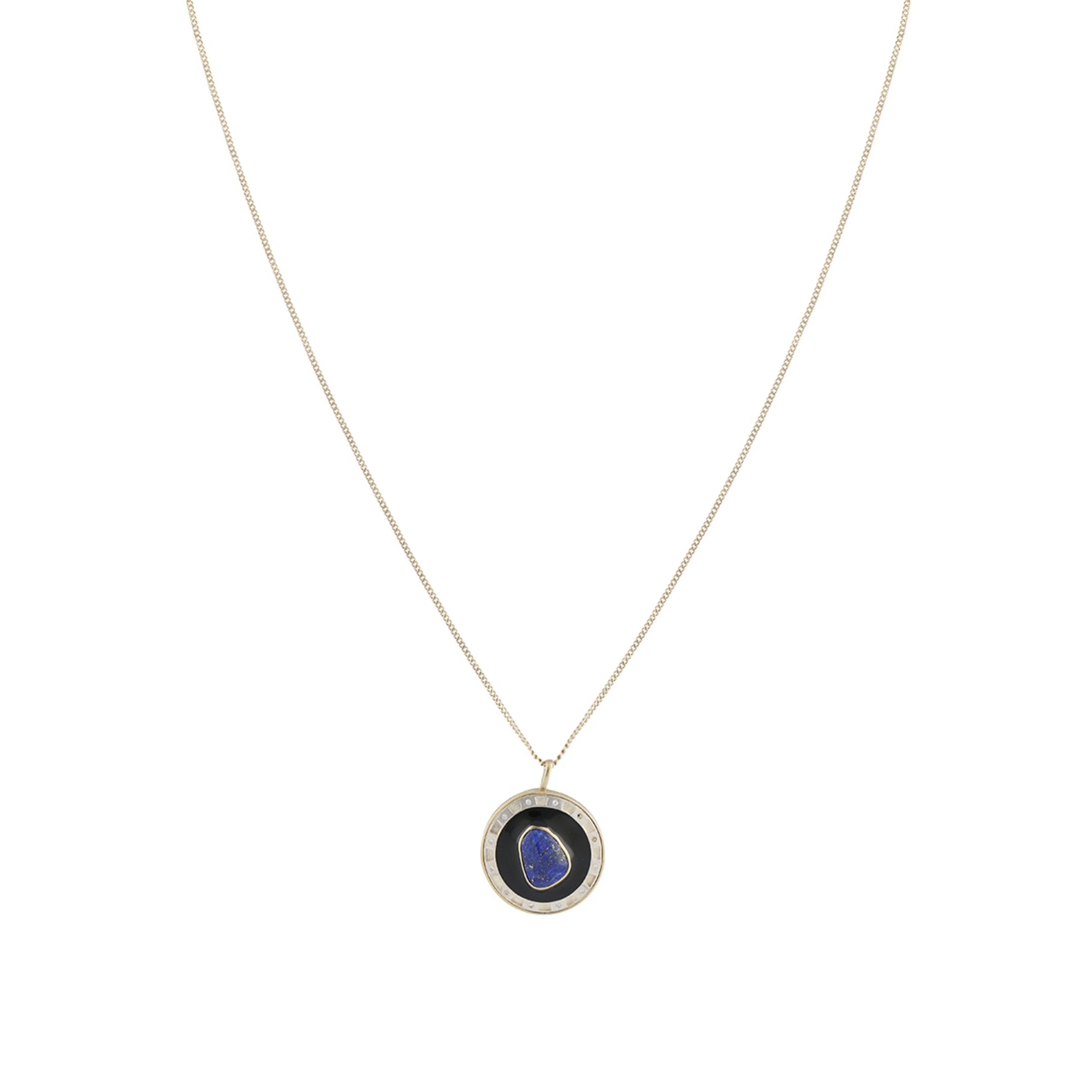 Moon necklace in yellow gold and silver with diamond - Lazuli & Resin