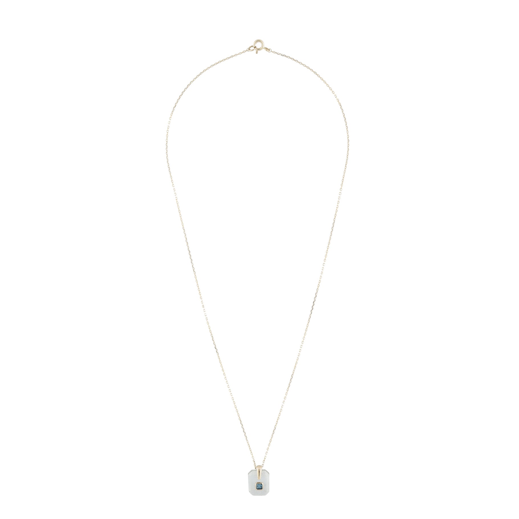 Collier octogonale en or jaune - Aigue marine & London blue topaze