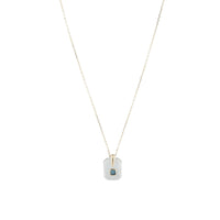 Collier octogonale en or jaune - Aigue marine & London blue topaze