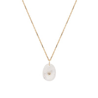 Yellow gold necklace set with diamonds - Moonstone & Diamond