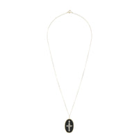 Collier croix en or jaune et argent avec diamant - Diamant & Résine