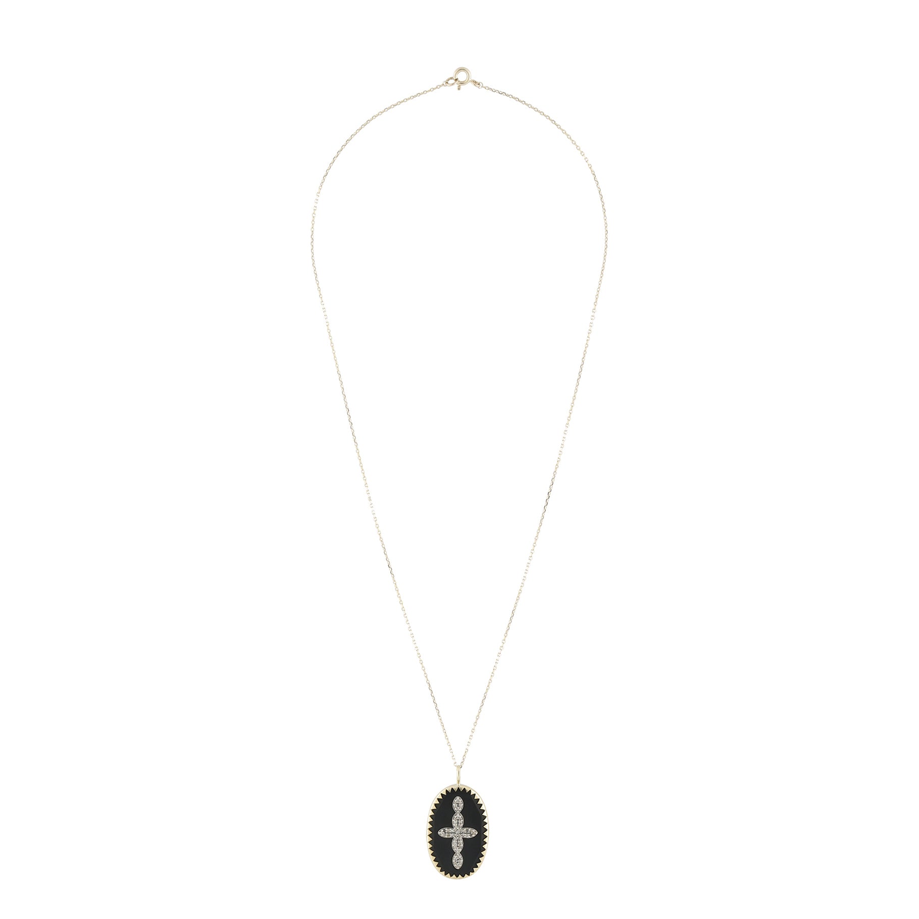 Collier croix en or jaune et argent avec diamant - Diamant & Résine