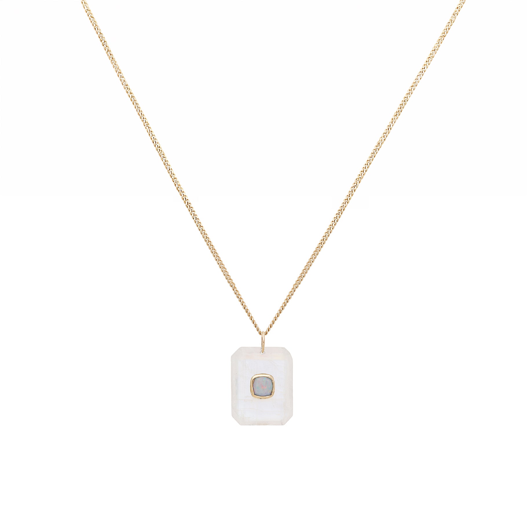 Collier en or jaune - Pierre de lune & Opale Australienne